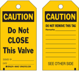 Economy Polyester CAUTION Tag 7 Inch x 4 Inch, Pack of 10 Tags