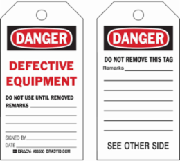 Economy Polyester Defective Equipment Tag 7 Inch x 4 Inch with Brass Eyelets