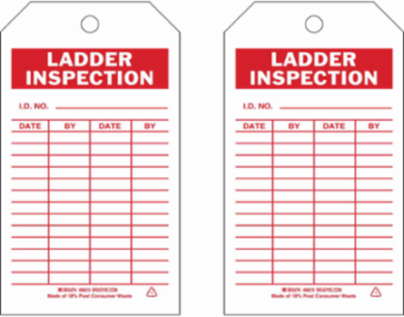Inspection & Material Control Tags, LADDER INSPECTION, 7" H x 4" W, Red on White