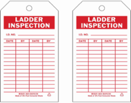 Inspection & Material Control Tags, LADDER INSPECTION, 7" H x 4" W, Red on White
