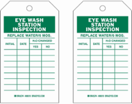 Inspection & Material Control Tags, EYEWASH STATION INSPECTION, 7" H x 4" W, Green on White