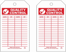Inspection & Material Control Tags, DATE: BY: DATE: BY:, 7" H x 4" W, Red on White