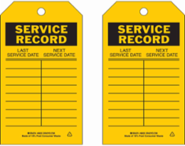 Inspection & Material Control Tags, LAST SERVICE DATE: NEXT SERVICE DATE:, 7" H x 4" W, Black on Yellow