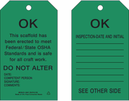 Scaffolding Tags - Polyester, 7" H x 4" W