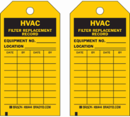 Inspection & Material Control Tags: HVAC FILTER REPLACEMENT RECORD:, 5.75" H x 3" W, Paper