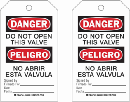 Accident Prevention Tag: DANGER/PELIGRO, 7 Inch x 4 Inch, Paper, Write-On