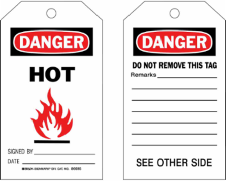 Accident Prevention Tag - DANGER, 7 Inch x 4 Inch, with Image & Text, Includes (100) Ties
