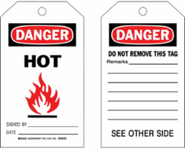 Accident Prevention Tag - DANGER, 7 Inch x 4 Inch, with Image & Text, Includes (100) Ties