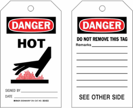 Danger Tag Set: 12" Cotton String Ties, 7" x 4", Paper Cardstock, Text Only (100 Count)