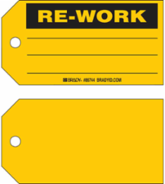 RE-WORK Production Tag, 3" H x 5.75" W, Black on Yellow