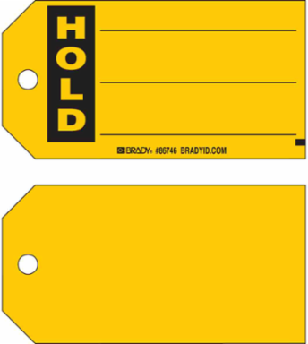 HOLD Production Tag, 5.75" H x 3" W, Black on Yellow
