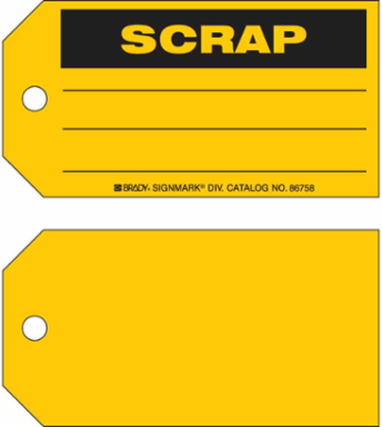 SCRAP Production Tag, 3" H x 5.75" W, Black on Yellow