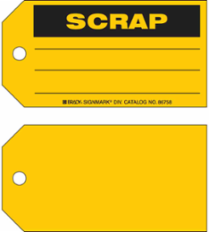 SCRAP Production Tag, 3" H x 5.75" W, Black on Yellow