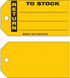 RETURN TO STOCK Production Tag, 5.75" H x 3" W, Black on Yellow