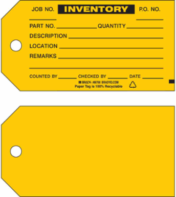 INVENTORY Production Tag, 3" H x 5.75" W, Black on Yellow