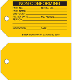 NON-CONFORMING Production Tag, 3" H x 5.75" W, Black on Yellow