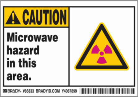 Caution Microwave Hazard Sign, 3.5 Inch H x 5 Inch W, Polyester, Abrasion-Resistant