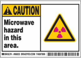 Caution Microwave Hazard Sign, 3.5 Inch H x 5 Inch W, Polyester, Abrasion-Resistant