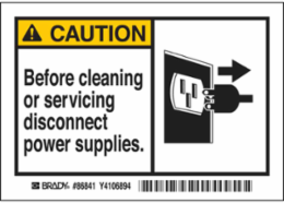 Caution Label 3.5 Inch x 5 Inch, Black/Yellow, Polyester, Weather-Resistant