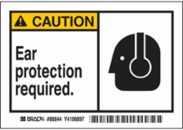 CAUTION Ear Protection Required Label 3.5 Inch x 5 Inch, Polyester, Outdoor Use