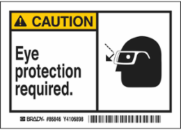 Caution Eye Protection Required Label, 3.5 Inch H x 5 Inch W, Black/Yellow on White