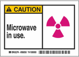 Caution Microwave In Use Label, 3.5 Inch H x 5 Inch W, Polyester with Overlaminate