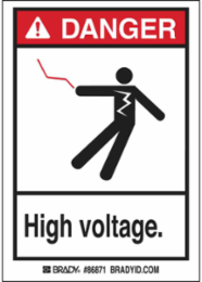 DANGER High Voltage w/Person Pictogram. Labels