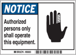 Authorized Persons Only Equipment Safety Labels, 3.5 Inch x 5 Inch, Pack of 5