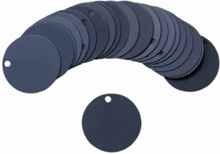 Blank Valve Tags 2 Inch Aluminum Black, Pre-Punched Holes, 25 Tags Per Pack
