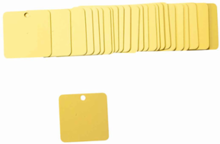 Anodized Aluminum Blank Valve Tags, 1.5 Inch x 1.5 Inch, Yellow, 25 Pack