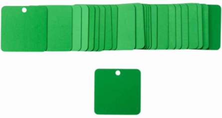 Blank Valve Tags 1.5 Inch x 1.5 Inch, Green Anodized Aluminum, 25 Tags per Pack