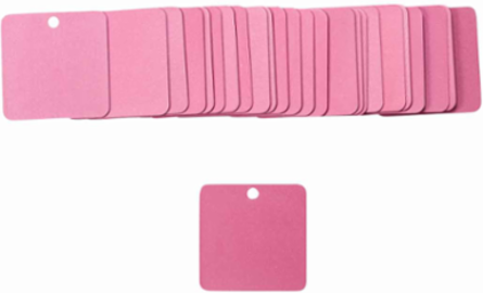 Blank Valve Tags 2 Inch H x 2 Inch W, Aluminum, Pink, Write-On Area, 25 Tags per Pack