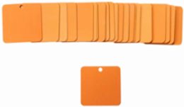 Blank Valve Tags 2 Inch x 2 Inch Aluminum Orange, Pre-punched Hole, 25 Tags Per Pack