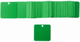 Blank Valve Tags, 2 Inch x 2 Inch, Anodized Aluminum, Green, 25 Tags per Pack