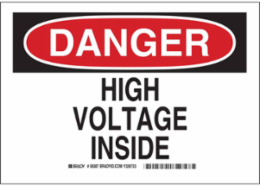 DANGER High Voltage In Sign, 10" H x 14" W x 0.1" D, Fiberglass