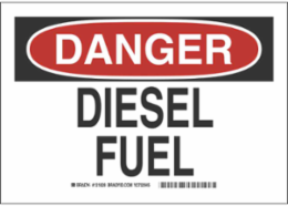 DANGER Diesel Fuel Sign, 3.5" H x 5" W x 0.006" D, Polyester