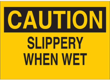 CAUTION Slippery When Wet Sign, 3.5" H x 5" W x 0.006" D, Polyester