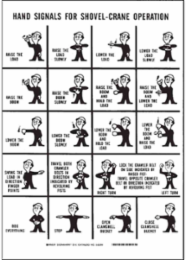 Hand Signals For Shovel-Crane Operation Sign, 14" H x 10" W x 0.006" D, Polyester