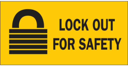 Lock Out For Safety Sign, 2.25" H x 4.5" W x 0.006" D, Polyester