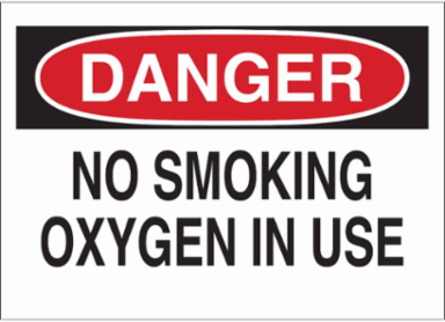 DANGER No Smoking Oxygen In Use Sign, 10" H x 14" W x 0.006" D, Polyester