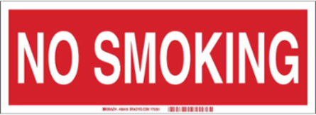 No Smoking Sign, 5" H x 14" W x 0.006" D, Polyester, White on Red
