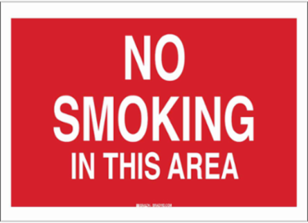 No Smoking In This Area Sign, 7" H x 10" W x 0.006" D, Polyester