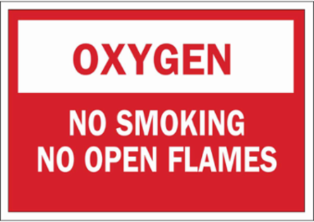 OXYGEN No Smoking No Open Flames Sign, 7" H x 10" W x 0.006" D, Polyester