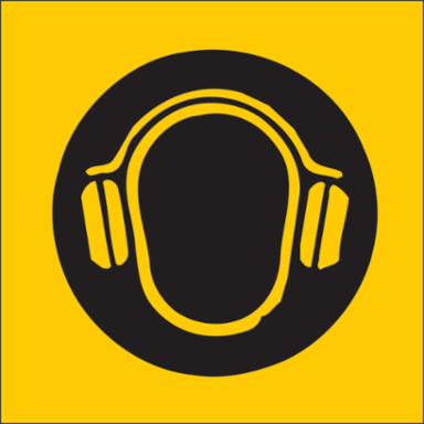 Ear Protection Picto Sign, 7" H x 7" W x 0.006" D, Polyester