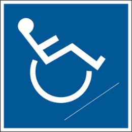 Handicapped Ramp Picto Sign, 9" H x 9" W x 0.006" D, Polyester