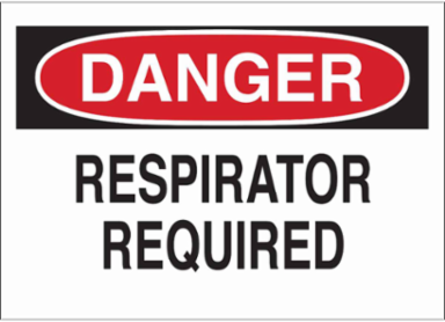 DANGER Respirator Required Sign, 10" H x 14" W x 0.006" D, Polyester, Text Only