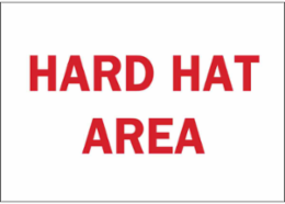 Hard Hat Area Sign, 10" H x 14" W x 0.006" D, Polyester
