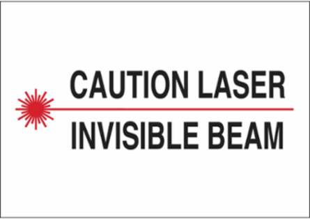 Caution Laser Invisible Beam Sign, 10" H x 14" W x 0.006" D, Polyester