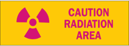 Caution Radiation Area Sign, 3.5" H x 10" W x 0.006" D, Polyester