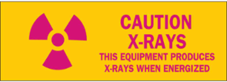 CAUTION X-Rays This Equipment Produces X-Rays When Energized Sign, 3.5" H x 10" W x 0.006" D, Polyester